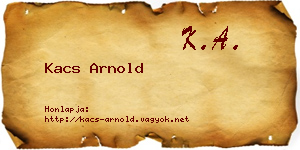 Kacs Arnold névjegykártya